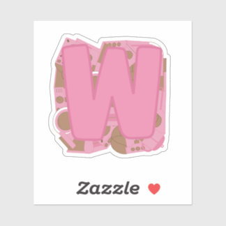 Coffee Letter W: Monogram Initial  Sticker