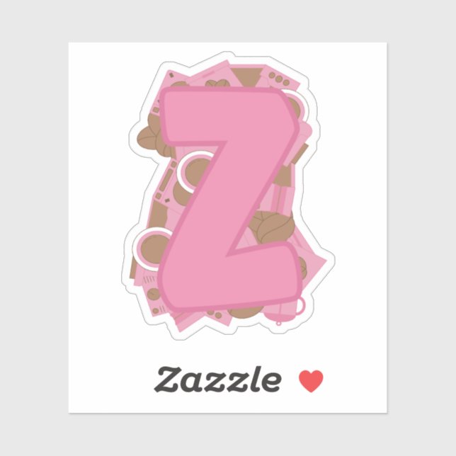 Coffee Letter Z: Monogram Initial  Sticker (Sheet)