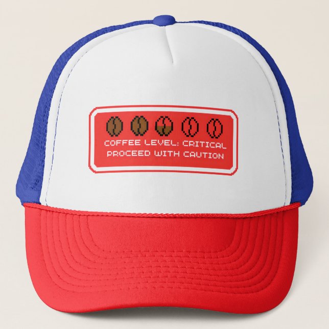 Coffee Level: Critical Trucker Hat (Front)