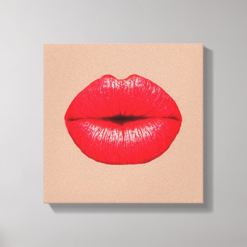 Coffee lips kiss kiss pop art canvas print