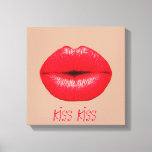 Coffee lips kiss kiss pop art canvas print<br><div class="desc">A pop Art image of bright red  crimson lips puckering up for a kiss against a coffee coloured background. This design is inspired by pop art,  modern art,  graphic art,  hipster culture and is sure to be a statement piece in your home</div>