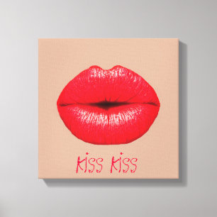 Coffee lips kiss kiss pop art canvas print