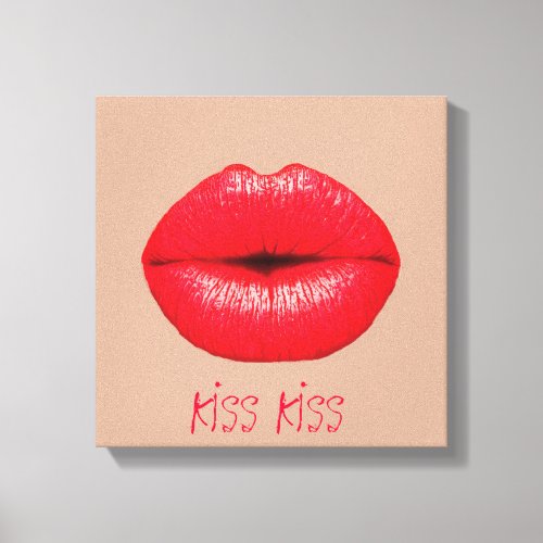 Coffee lips kiss kiss pop art canvas print