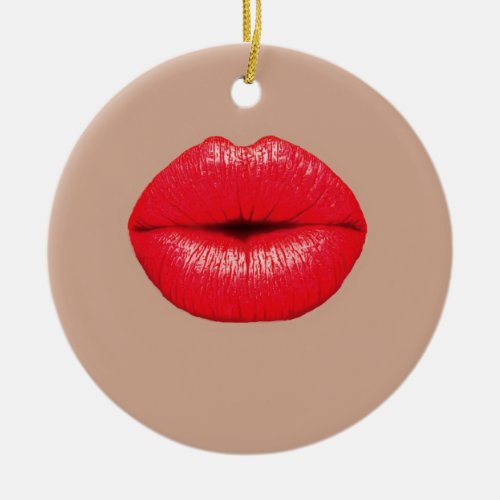 Coffee Lips kiss kiss pop art Ceramic Ornament