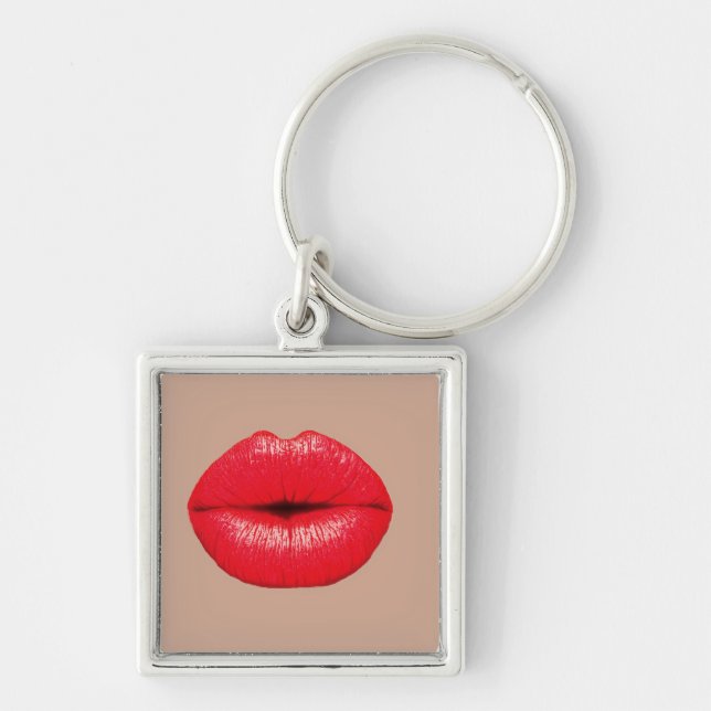 Coffee Lips kiss kiss pop art Keychain (Front)