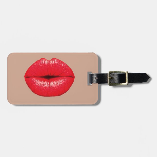 Coffee Lips kiss kiss pop art Luggage Tag (Front Horizontal)