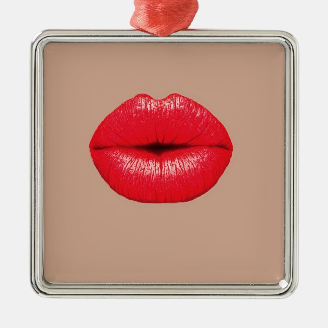 Coffee Lips kiss kiss pop art Metal Ornament (Front)