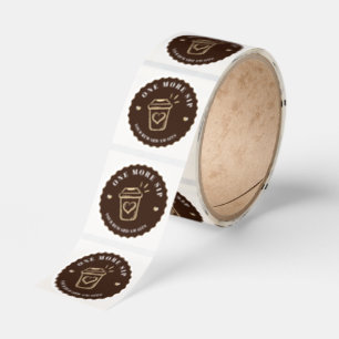 Coffee Logo Sticker Roll Brown Cafe Branding