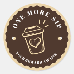 Coffee Logo Sticker Roll Brown Cafe Branding