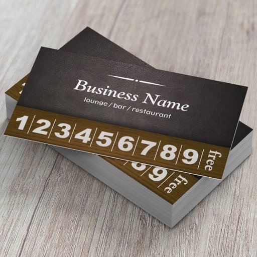 Customizable Dark Leather Lounge Bar Business Loyalty Card Business Card Template