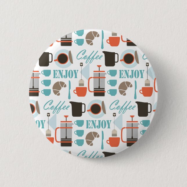 Coffee love and café pattern button (Front)