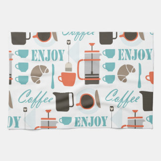 Coffee love and café pattern kitchen towel