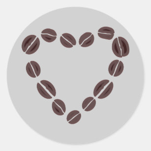 Coffee Love Coffee Bean Heart Classic Round Sticker