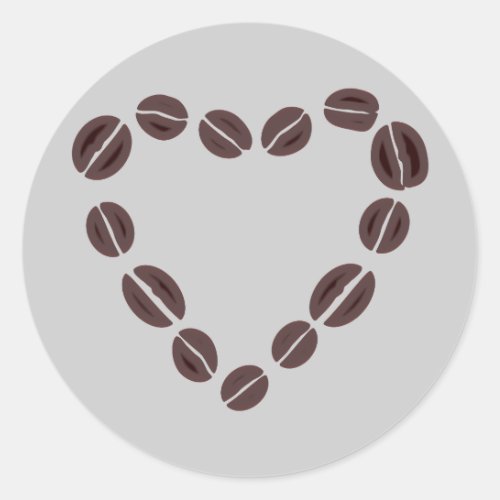 Coffee Love Coffee Bean Heart Classic Round Sticker
