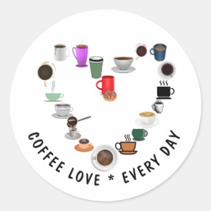 Coffee Love Coffee Heart Classic Round Sticker