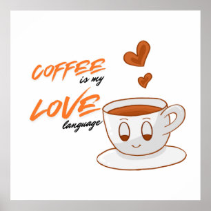 Coffee Love – Cute Coffee Illustration Cafe Wall Poster