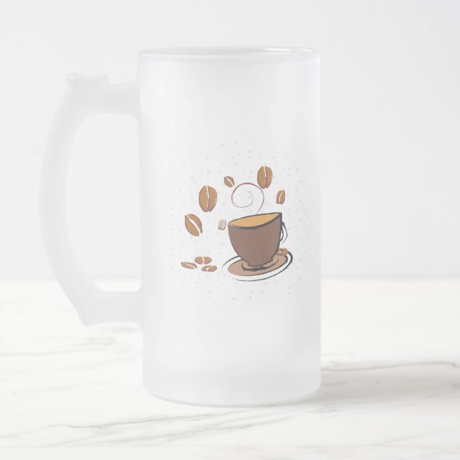 Coffee Love  Frosted Glass Beer Mug (Left)
