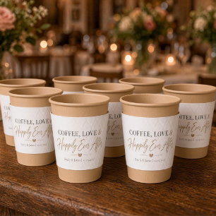 Coffee Love & Happily Ever After Heart Wedding Cup Sleeve