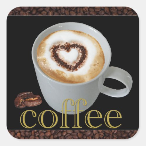 Coffee Love Heart Stickers