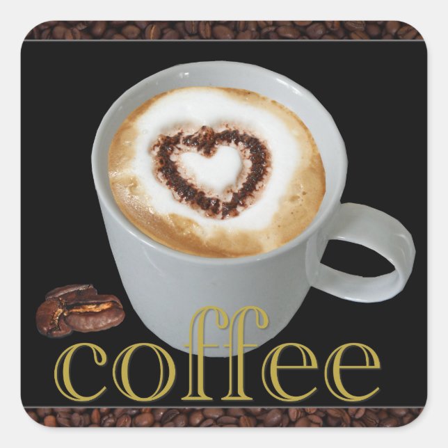 Coffee Love Heart Stickers (Front)
