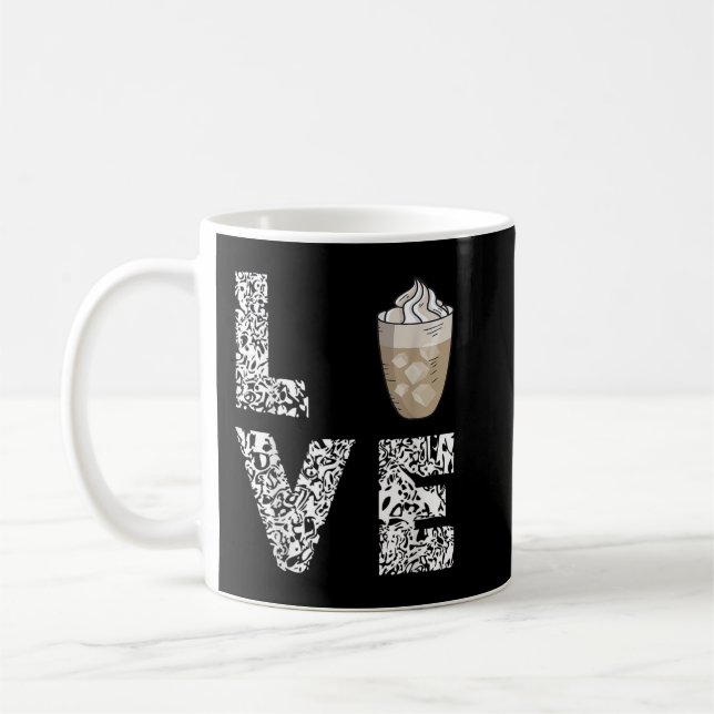 Coffee Love Iced Coffee Foam Milk Cappuccino Caffe Coffee Mug (Left)