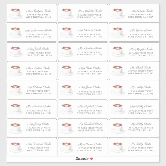 Coffee Love Is Brewing Bridal Shower Guest Address Sticker (Sheet)