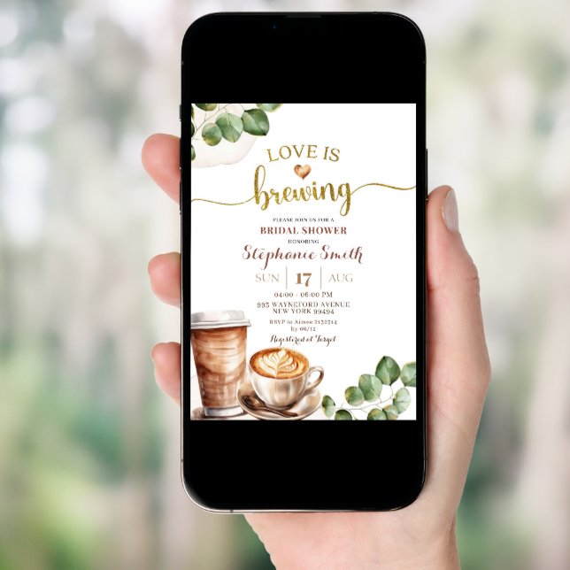 Coffee Love is Brewing Bridal Shower Invitation (Front Digital)