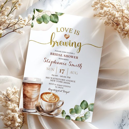 Coffee Love is Brewing Bridal Shower Invitation