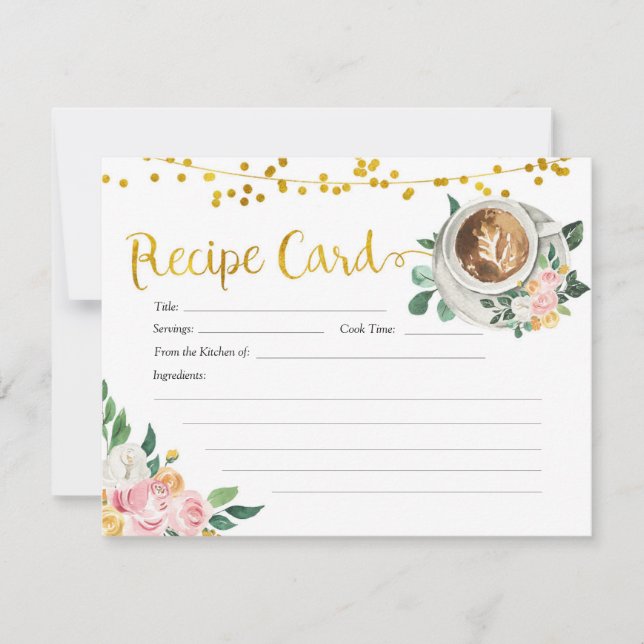 Coffee Love is Brewing Bridal Shower Recipe Card (Front)