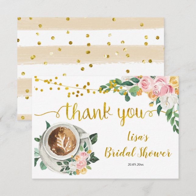 Coffee Love is Brewing Bridal Shower Thank You Car (Front/Back)