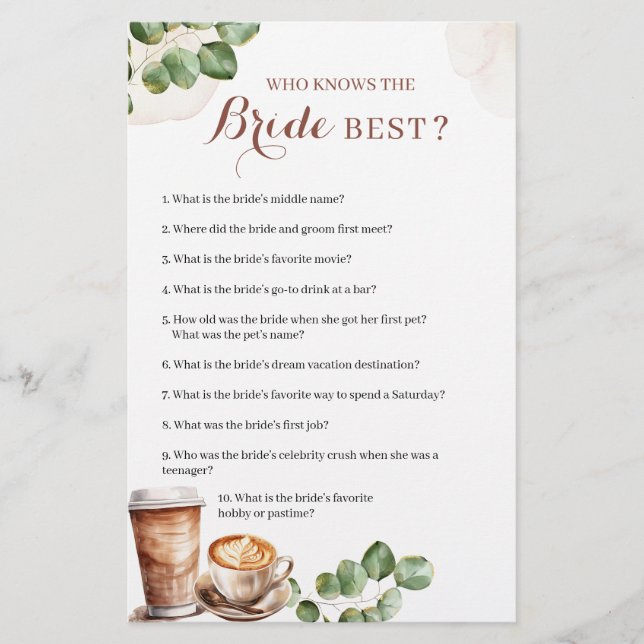 Coffee Love is Brewing Who Knows The Bride Best (Front)