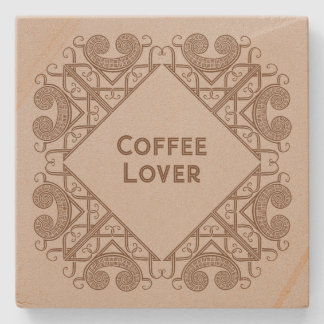 Coffee Lover Add Your Text Celtic Style Border Art Stone Coaster