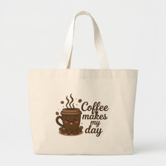 Coffee Lover Aesthetic Design | Cozy Coffee Vibes Large Tote Bag