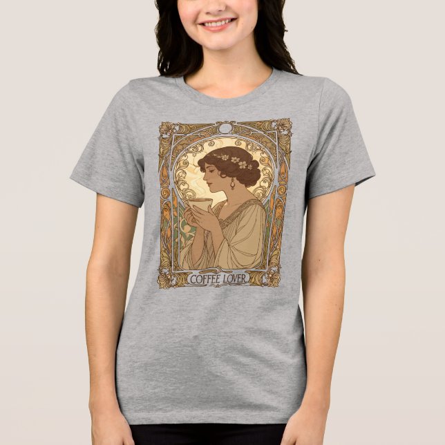 Coffee Lover And Nature Art Nouveau Illustration  Tri-Blend Shirt (Front)