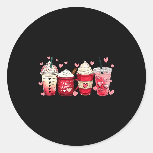 Coffee Lover C Latte Iced Cream Valentines Day Wom Classic Round Sticker (Front)