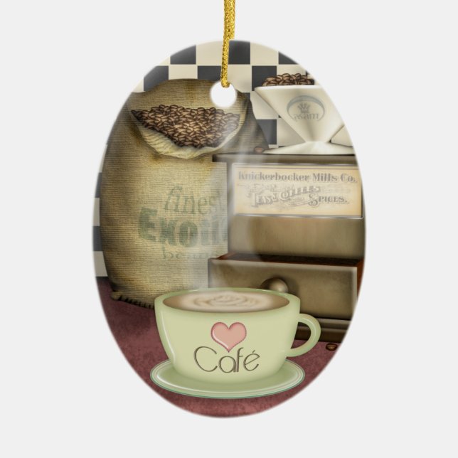 Coffee Lover Café Ceramic Ornament (Front)