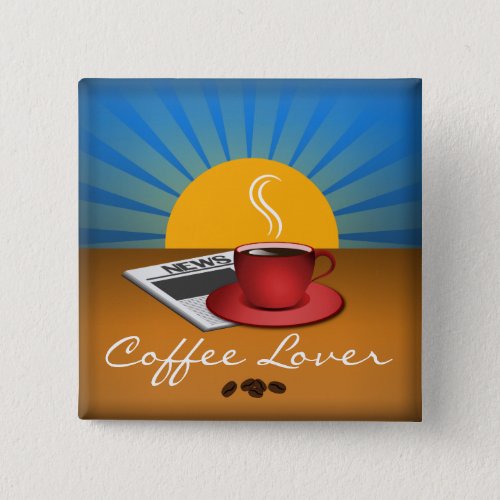 Coffee Lover Cafe Coffee Cup Square Custom Button