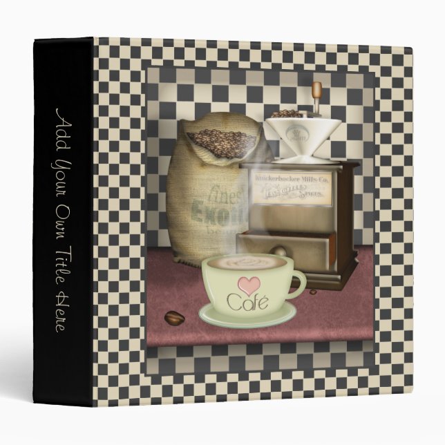 Coffee Lover Café Kitchen Recipe 3 Ring Binder (Front/Spine)