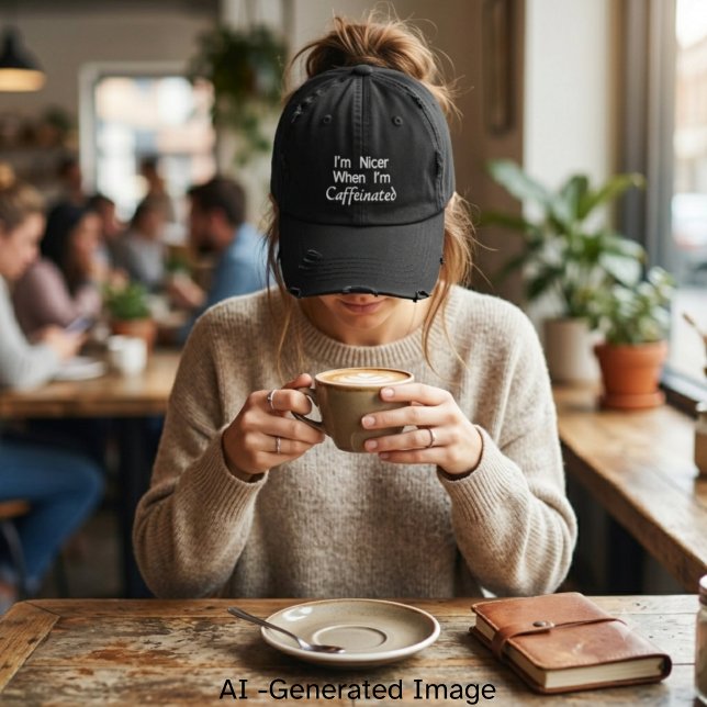 Coffee Lover Caffeinated Embroidered Baseball Cap (Creator Uploaded)