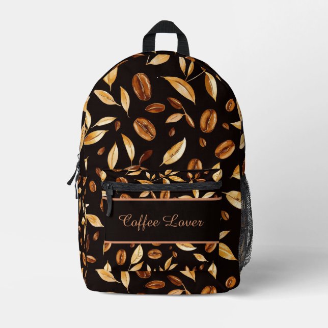 Coffee Lover Coffee Bean Botanical Printed Backpack (Front)