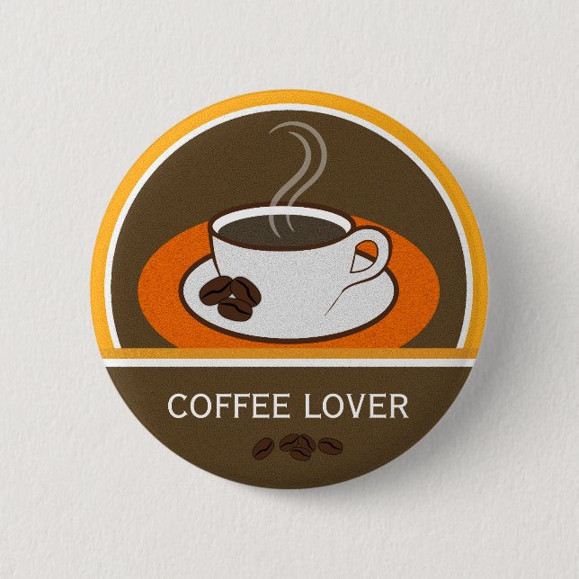 Coffee Lover Coffee Cup Coffee Beans Round Badge Pinback Button (Front)