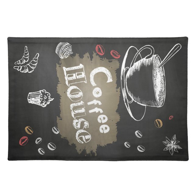 Coffee Lover Coffee house Blackboard Cloth Placemat (Front)