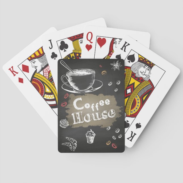 Coffee Lover Coffee house Blackboard Poker Cards (Back)