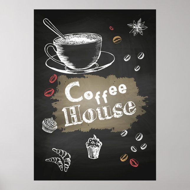 Coffee Lover Coffee house Blackboard Poster (Front)