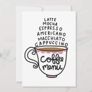 Coffee Lover Coffee Menu Invitation