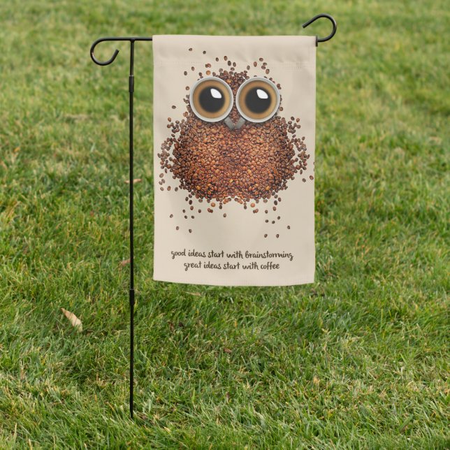 Coffee Lover Coffee Owl Garden Flag (In SItu)