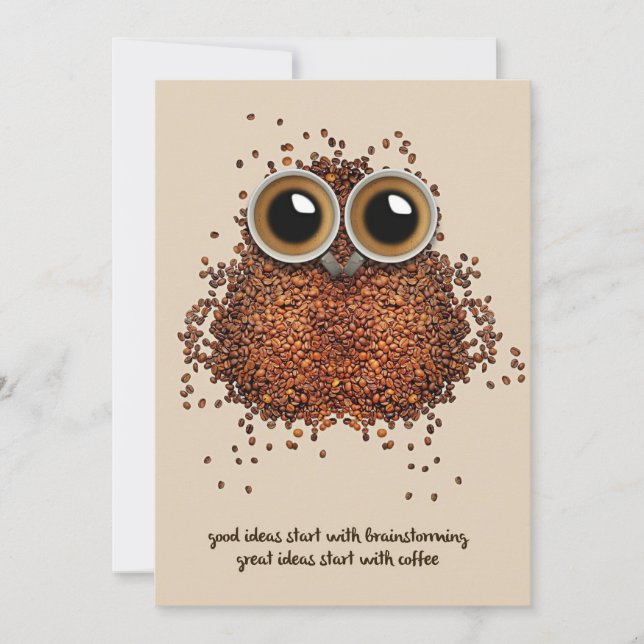Coffee Lover Coffee Owl Invitation (Front)
