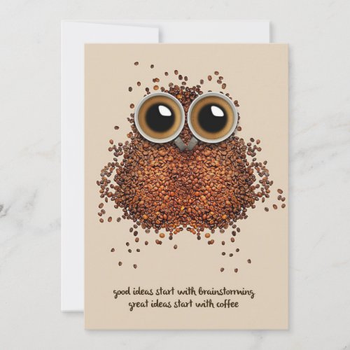 Coffee Lover Coffee Owl Invitation