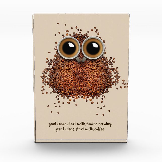 Coffee Lover Coffee Owl Photo Block (Front)