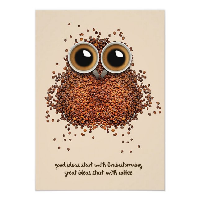Coffee Lover Coffee Owl Photo Print (Front)